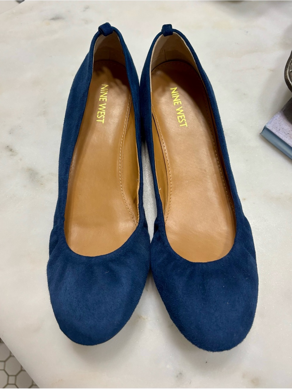 Nine West Deep Navy Suede Round-Toe Ballet Flats
